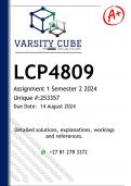 LCP4809 Assignment 1 (DETAILED ANSWERS) Semester 2 2024 - DISTINCTION GUARANTEED