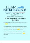 KY Real Estate Exam/ 111 Qs & Ans/ 2024-2025.  