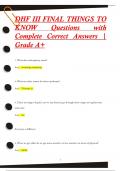 DHF III FINAL THINGS TO  KNOW Questions with  Complete Correct Answers |  Grade A+