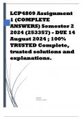 LCP4809 Assignment 1 (COMPLETE ANSWERS) Semester 2 2024 (253357) - DUE 14 August 2024 ; 100% TRUSTED Complete, trusted solutions and explanations.