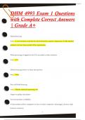 DHM 4993 Exam 1 Questions  with Complete Correct Answers  | Grade A+