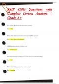 KHP 420G Questions with  Complete Correct Answers |  Grade A+