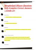 Phospholipid Bilayer Questions  with Complete Correct Answers  | Grade A+