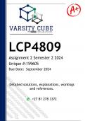 LCP4809 Assignment 2 (DETAILED ANSWERS) Semester 2 2024 - DISTINCTION GUARANTEED