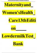 Comprehensive Test Bank for Maternity & Women’s Health Care, 13th Edition by Lowdermilk - Quick PDF Download