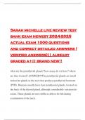 Sarah michelle live review test bank exam newest 2024-2025 actual exam 1000 questions and correct detailed answers ( verified answers)|| already graded a+|| brand new!!