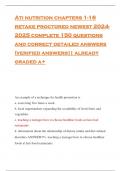 Ati nutrition chapters 1-16 retake proctored newest 2024- 2025 complete 150 questions and correct detailed answers (verified answers|| already graded a+