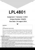 LPL4801 Assignment 1 (ANSWERS) Semester 2 2024 - DISTINCTION GUARANTEED