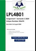 LPL4801 Assignment 1 (QUALITY ANSWERS) Semester 2 2024