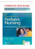 COMPLETE TEST BANK:  Davis Advantage For Pediatric Nursing Critical Components Of Nursing Care Third Edition By Diane Rudd, Kathryn ; Kocisko (Author)Latest Update.