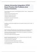 Liberty University Integration CPCE Exam Practice Set Problems And Correct Answers.