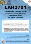 LAH3701 Assignment 1 (COMPLETE ANSWERS) Semester 2 2024 (545258) - DUE 23 August 2024 