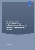 Stahl's Essential Psychopharmacology Comprehensive Exam (2024) || Questions & Answers (100% Verified)