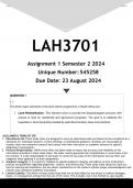  LAH3701 Assignment 1 (ANSWERS) Semester 2 2024 - DISTINCTION GUARANTEED