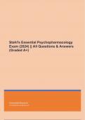 Stahl's Essential Psychopharmacology Exam (2024) || All Questions & Answers (Graded A+)