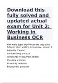 Download this fully solved and updated actual exam for Unit 2 Working in Business OCR