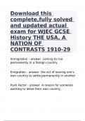 Download this complete,fully solved and updated actual exam for WJEC GCSE History THE USA, A NATION OF CONTRASTS 1910-29