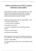 Athletic Training Exam With Complete Solutions Latest Update