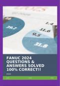 FANUC 2024 QUESTIONS & ANSWERS SOLVED 100% CORRECT!!