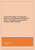 Human Physiology: An Integrated Approach, 6e (Silverthorn) Chapter 19 Exam - The Kidneys || Questions & Answers (100% Verified)