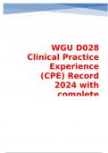 WGU D028 Clinical Practice Experience (CPE) Record 2024 with complete solution