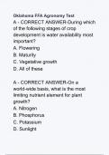 Oklahoma FFA Agronomy Test Questions and Answers 100% Accurate