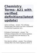 Chemistry Terms- A21 with verified definitions(latest update)|GUARANTEED SUCCESS