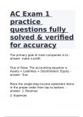 AC Exam 1 practice questions fully solved & verified for accuracy.