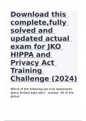 Download this complete,fully solved and updated actual exam for JKO HIPPA and Privacy Act Training Challenge (2024)|GUARANTEED SUCCESS