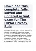 Download this complete,fully solved and updated actual exam for The HIPAA Privacy Rule