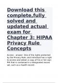 Download this complete,fully solved and updated actual exam for Chapter 3: HIPAA Privacy Rule Concepts