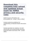 Download this complete,fully solved and updated actual exam for HIPAA privacy and security rules