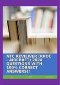 NTC REVIEWER (RROC - AIRCRAFT) 2024 QUESTIONS WITH 100% CORRECT ANSWERS!!