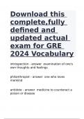 Download this complete,fully defined and updated actual exam for GRE 2024 Vocabulary