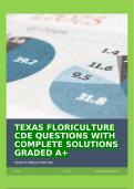 TEXAS FLORICULTURE CDE QUESTIONS WITH COMPLETE SOLUTIONS GRADED A+