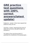 GRE practice test questions with 100% correct answers(latest update)