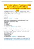 PNP Pediatric Nurse Practitioner 2024 Summer Semester Final Exam Review Questions and Answers 100% Pass