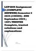 LCP4809 Assignment 2 (COMPLETE ANSWERS) Semester 2 2024 (159605) - DUE September 2024 ; 100% TRUSTED Complete, trusted solutions and explanations.