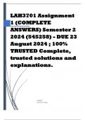 LAH3701 Assignment 1 (COMPLETE ANSWERS) Semester 2 2024 (545258) - DUE 23 August 2024 ; 100% TRUSTED Complete, trusted solutions and explanations