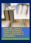 FAM 354- EXAM 2 (CONTEMPORARY FAMILY DIVERSITY) 2024 QUESTIONS & ANSWERS!!