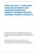 PRACTICE TEST 1 CCRN {PASS CCRN} EXAM NEWEST 2024 EXAM QUESTIONS AND CORRECT ANSWERS VERIFIED ANSWERS ALREADY GRADED A+