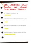 CSFA PRACTICE EXAM Questions with Complete  Correct Answers | Grade A+