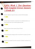 CSFA Week 1 Test Questions  with Complete Correct Answers  | Grade A+