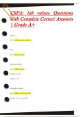 CSFA: lab values Questions  with Complete Correct Answers  | Grade A+