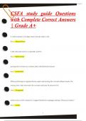 CSFA study guide Questions  with Complete Correct Answers  | Grade A+