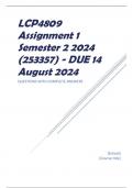 LCP4809 Assignment 1 Semester 2 2024 (253357) - DUE 14 August 2024