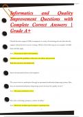 Informatics and Quality  Improvement Questions with  Complete Correct Answers |  Grade A+