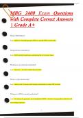 MBG 2400 Exam Questions  with Complete Correct Answers  | Grade A+