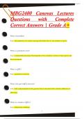 MBG2400 Canovas Lectures Questions with Complete  Correct Answers | Grade A+