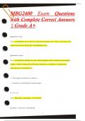 MBG2400 Exam Questions  with Complete Correct Answers  | Grade A+